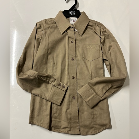 NEW Cruel Girl Button Down Shirt Khaki Tan Girls Size S - Picture 1 of 5